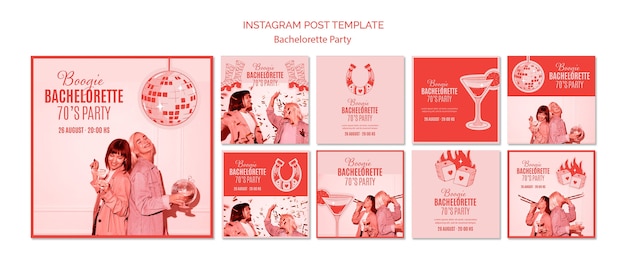 PSD red bachelorette party instagram post design template