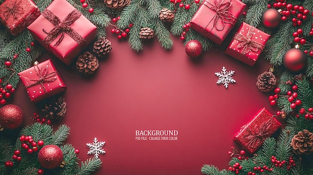 クリスマスツリーの赤い背景とバック・トゥ・バックの文字の赤いバックグラウンド