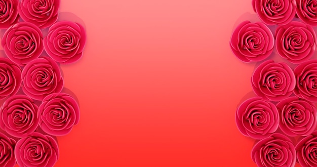 a red background with purple roses on it