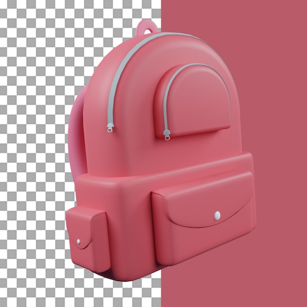 Red backpack 3d render illustration