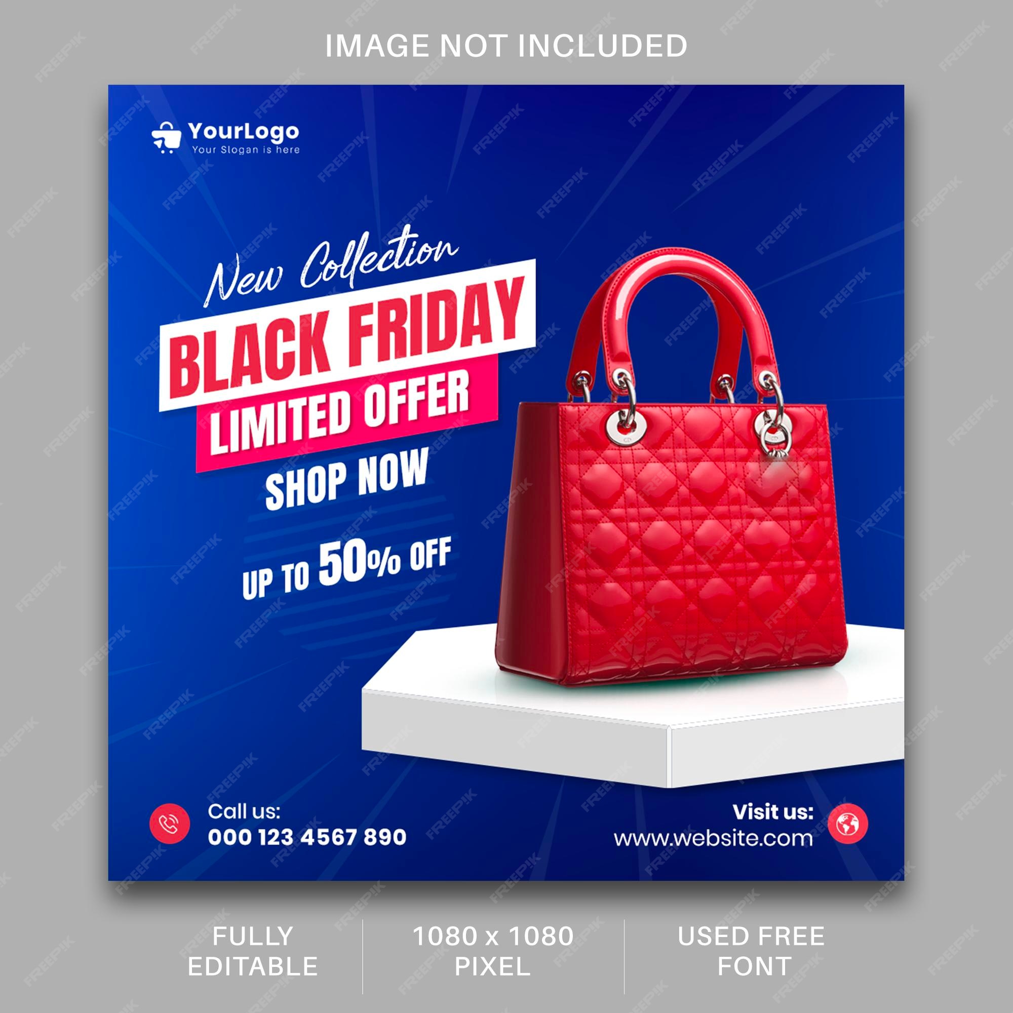 Premium PSD Red bag Black Friday Sale Banner Social media post