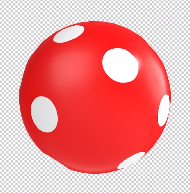 PSD una palla rossa con puntini bianchi isolati su sfondo trasparente