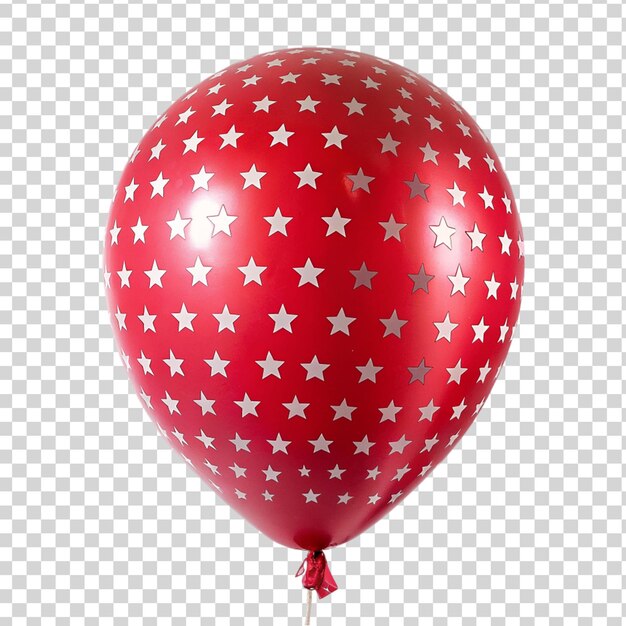 Red balloon with star shaped isolated on transparent background