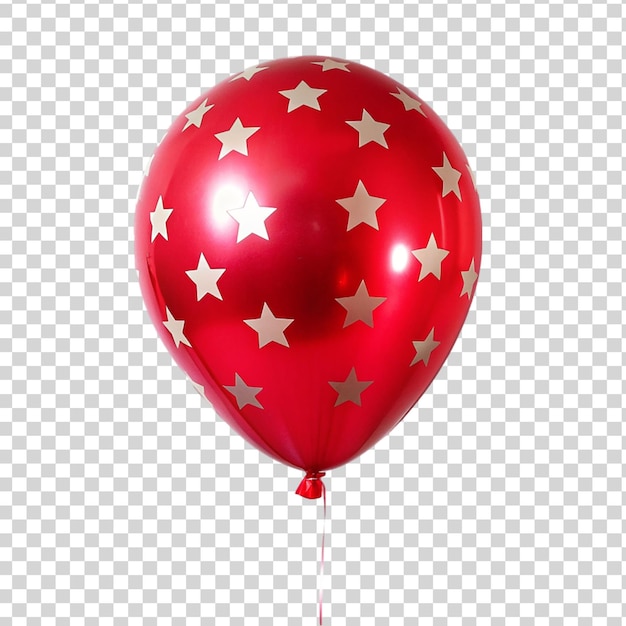 PSD red balloon with star shaped isolated on transparent background