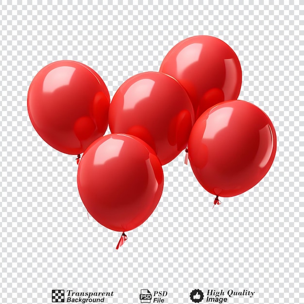 Красные воздушные шары, выделенные на прозрачном фоне