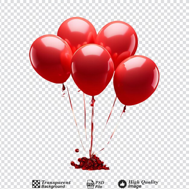 PSD red balloons isolated on transparent background