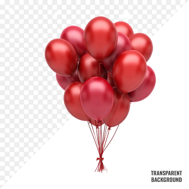 Red balloons transparent psd