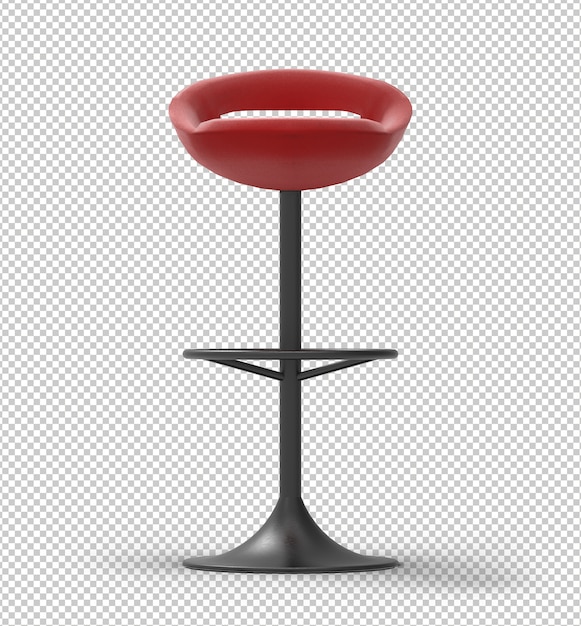 PSD red bar stool. black metal frame. transparent background.