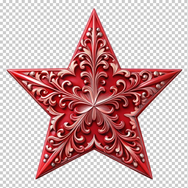 PSD Красный барокко в звезде на прозрачном фоне