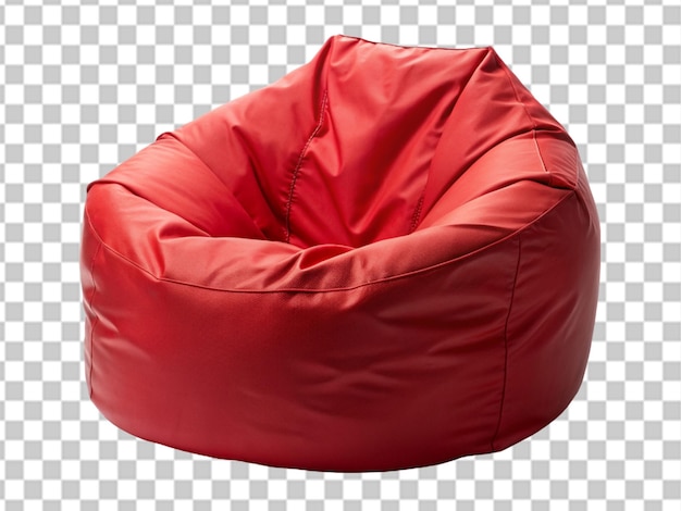 Red bean bag chair isolated on transparent background