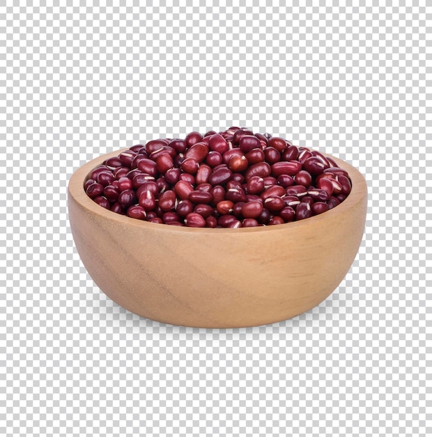 Red bean seeds in a wooden cup isolated Premium PSD