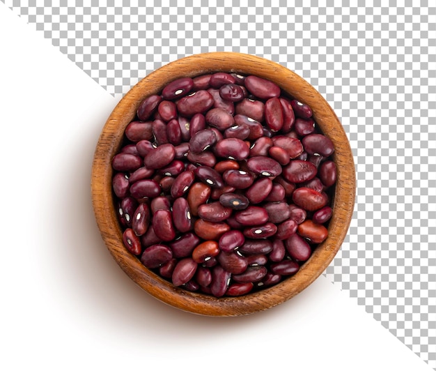 Red beans in wooden bowl isolated with clipping path