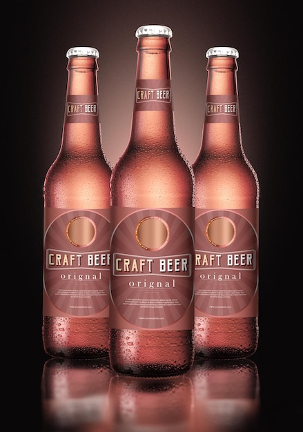 Red beer bottle mockup