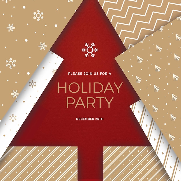 PSD red beige - holiday party christmas party social media post or flyer