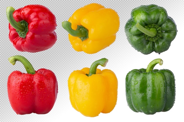 PSD red bell pepper green bell pepper and yellow bell pepper
