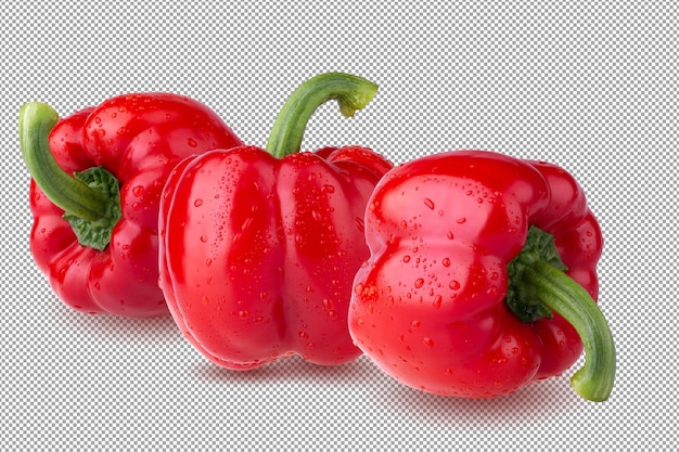 Red Bell Pepper isolated on Water droplets on Red Bell Pepper isolated