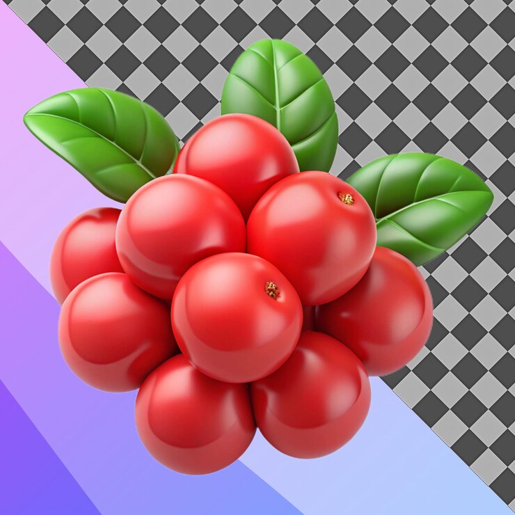 PSD red berries 3d illustration