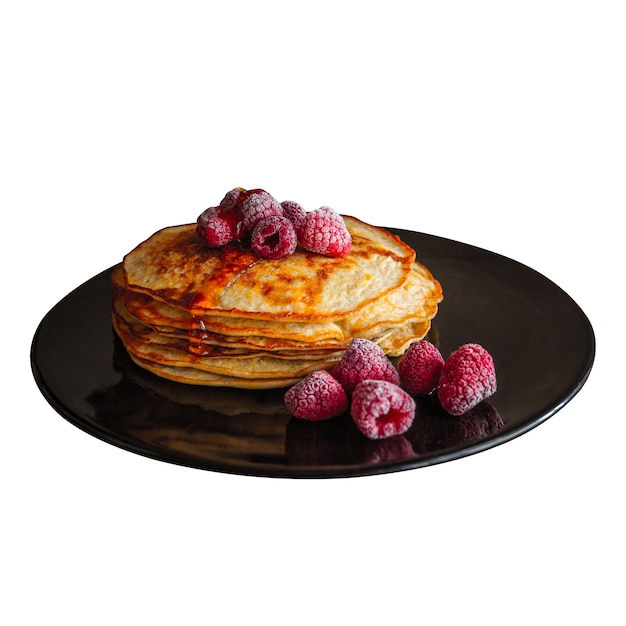 PSD red berry and roti paratha on a black ceramic plate