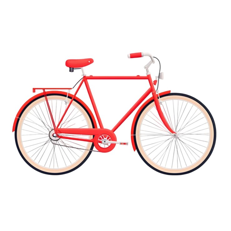 PSD red bicycle isolated on white background