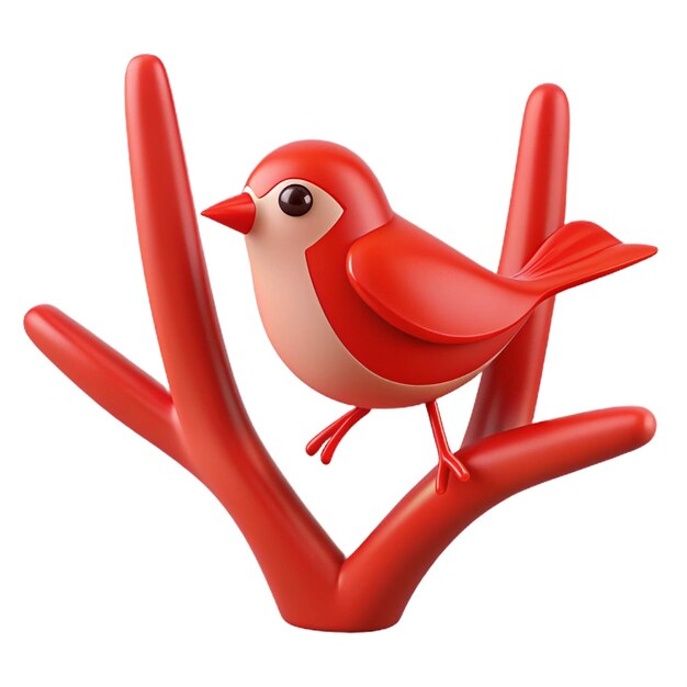 a red bird with a red beak sits on a red bird perch