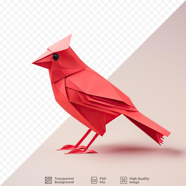PSD un uccello rosso con un uccello rosso sul dorso.