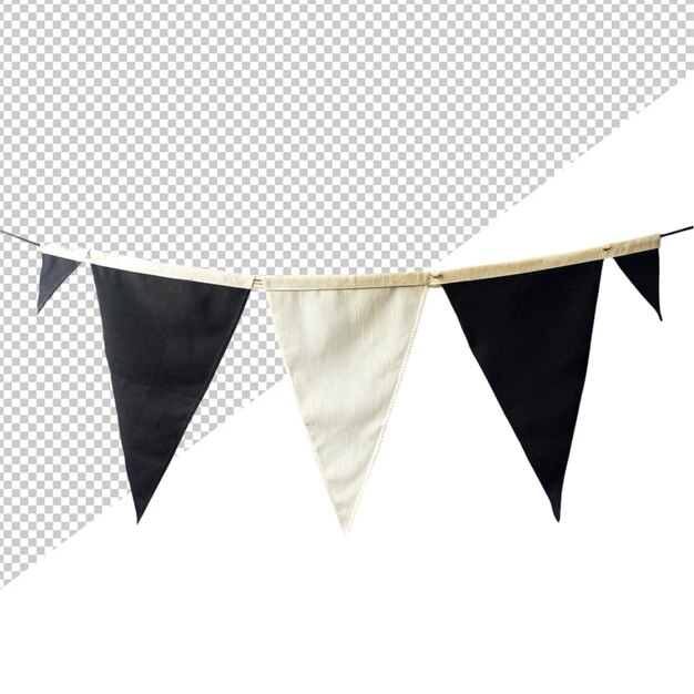 PSD red and black banners and triangle pennants on transparent background