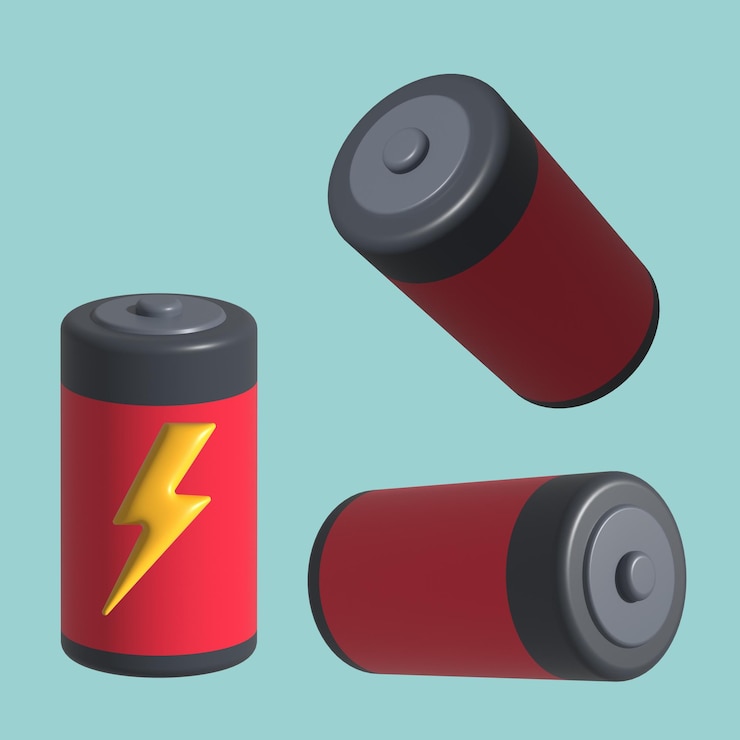 PSD a red and black battery pack with a lightning logo