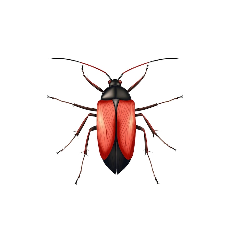 PSD red and black beetle isolated on white background