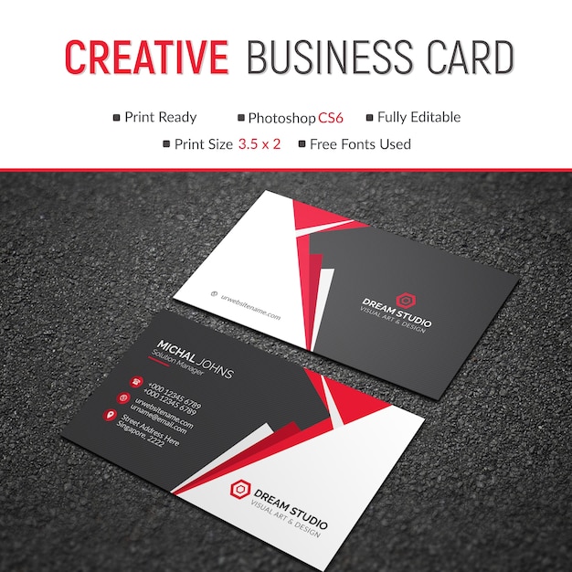 Red and black business card mockup