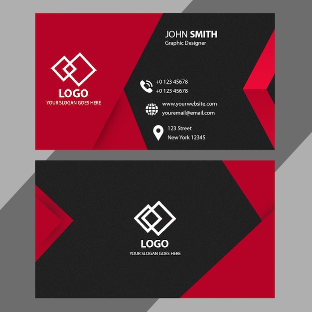 Red and black business card template