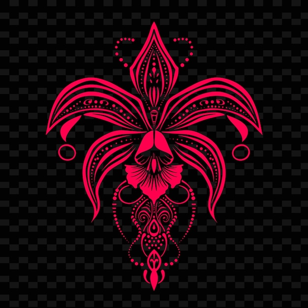 PSD a red and black butterfly with a pattern of the word quot hibiscus quot on the black background
