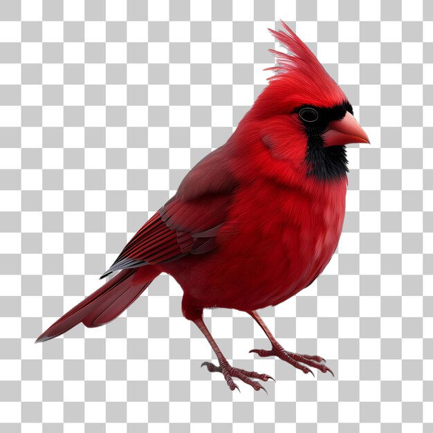 L'uccello cardinale rosso e nero su sfondo bianco