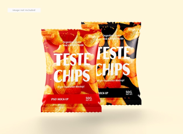 Red and Black Chips Bags Mockup