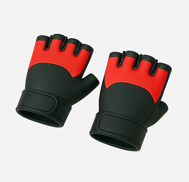 Red and Black Fingerless Weightlifting Gloves