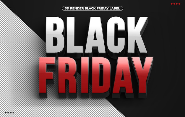 Red Black Friday 3d logo isolated on black background