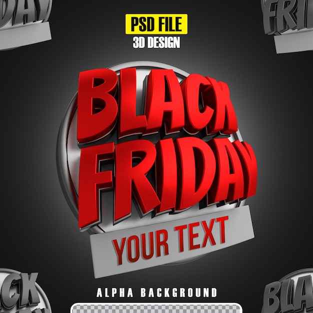 PSD red and black friday 3d reder