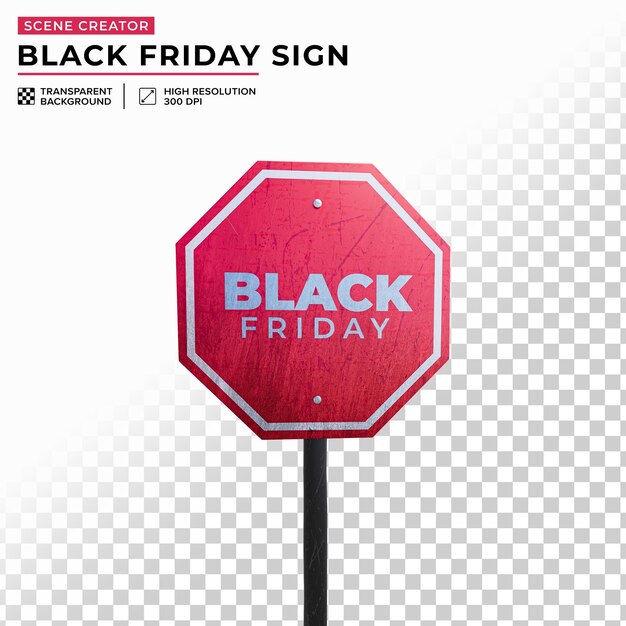 PSD red black friday sign as attention for scene creation