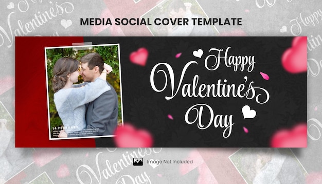 Red black greetings special valentines day media social cover template