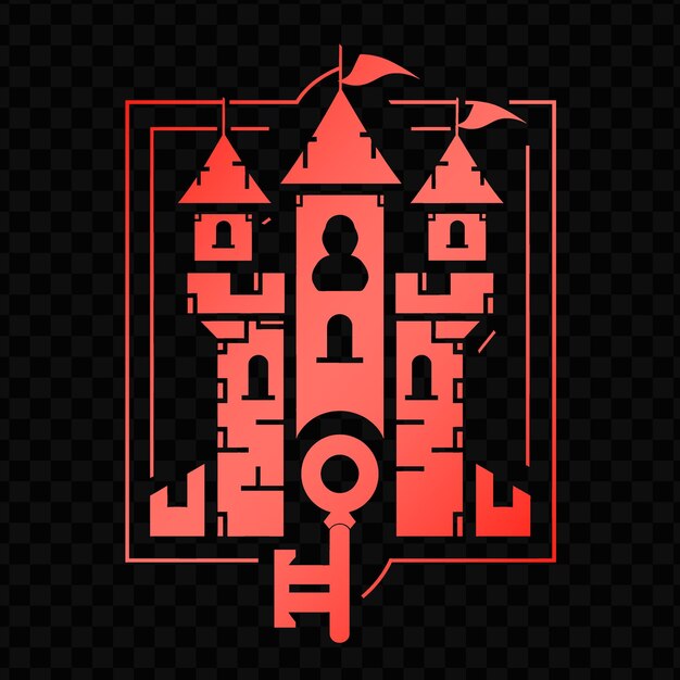 PSD the red and black logo of a temple with the number 2 on it