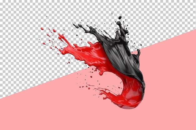 Red and black paint splash isolated object transparent background