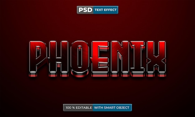 PSD red black phoenix 3d editable text effect