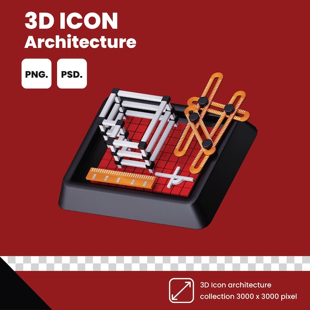 PSD a red and black poster for 3d icon architecture