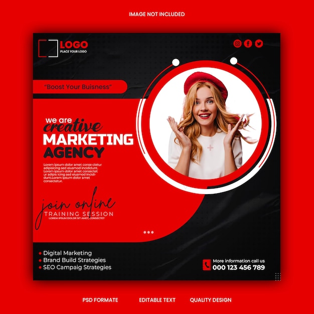 PSD a red and black web page for a digital marketing agency.