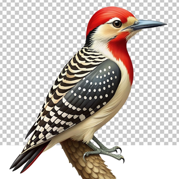 PSD red black woodpecker vector illustration isolated on white background