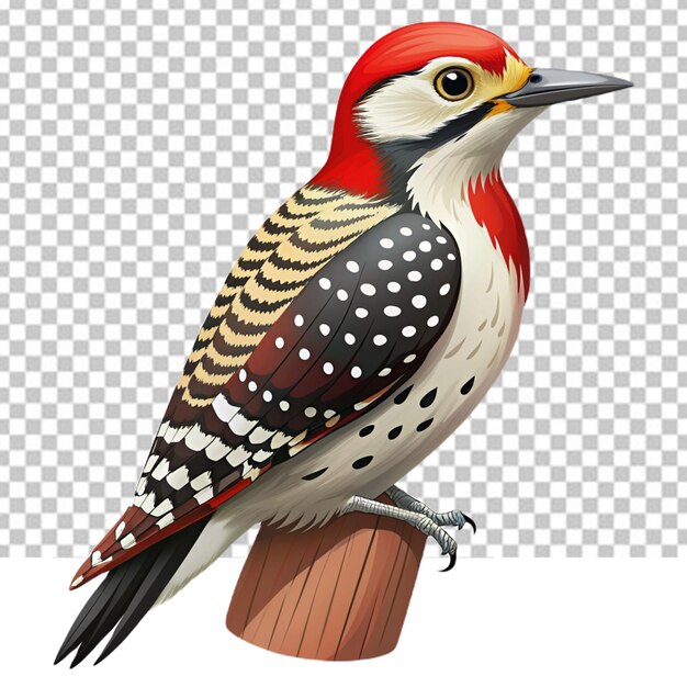 PSD red black woodpecker vector illustration isolated on white background