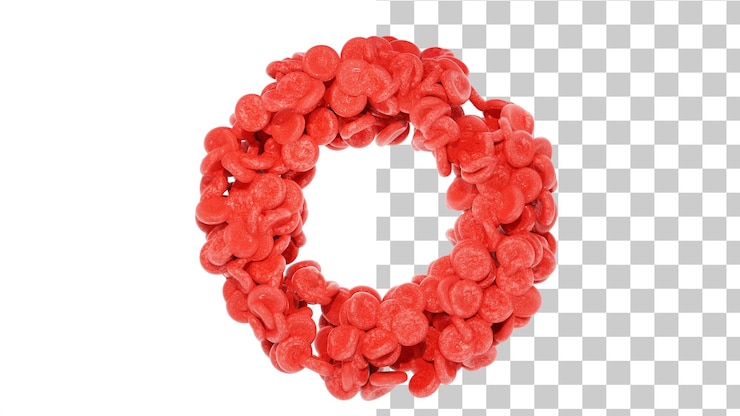 PSD red blood cells in the shape of a circle 3d render chaotic blood cells isolated concept of medicine
