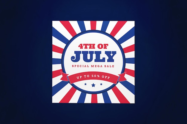 Red blue 4th of july special mega sale instagram post 15