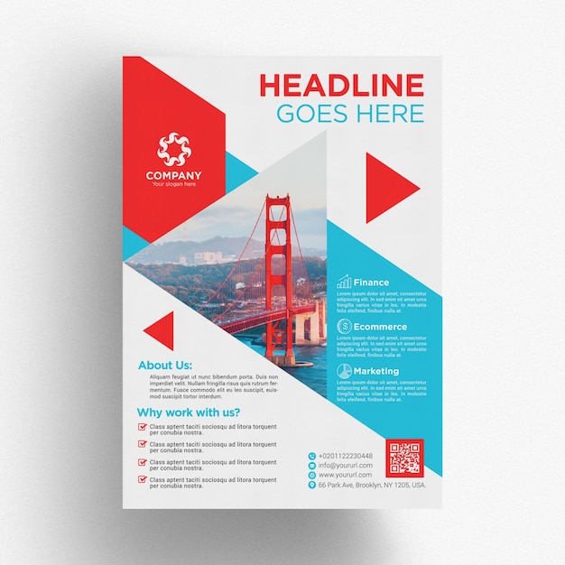 PSD red and blue business brochure template