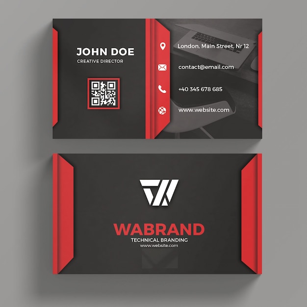 PSD red and blue business card