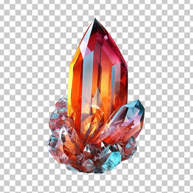 PSD red and blue gemstone on a transparent background 3d rendering